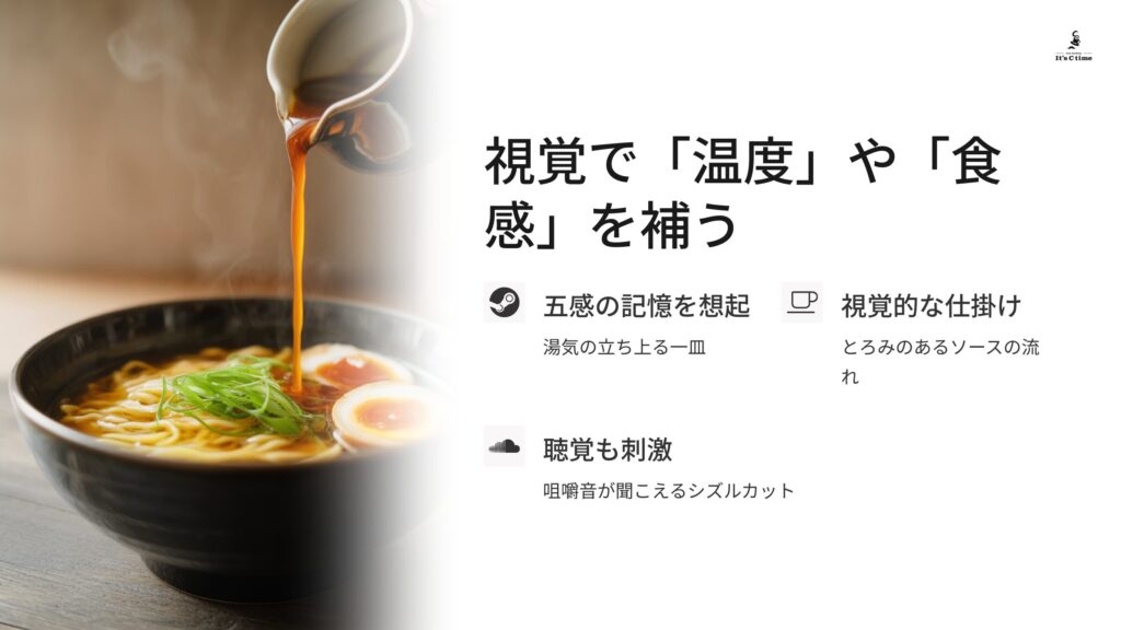 視覚で「温度」や「食感」を補う