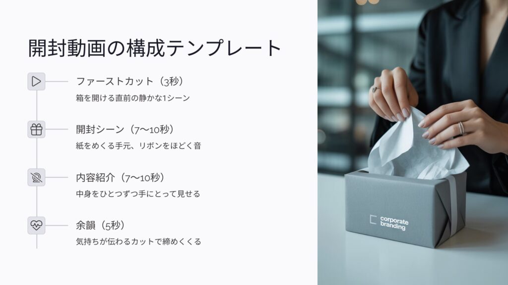 開封動画の構成テンプレート