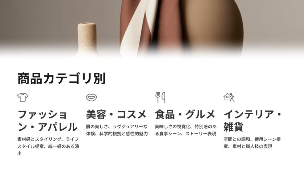 商品カテゴリ別「高級感演出」
