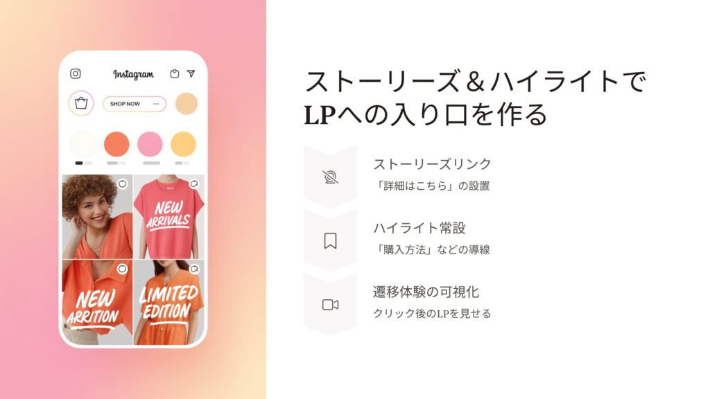 ストーリーズ&ハイライトでLPへの入り口を作る