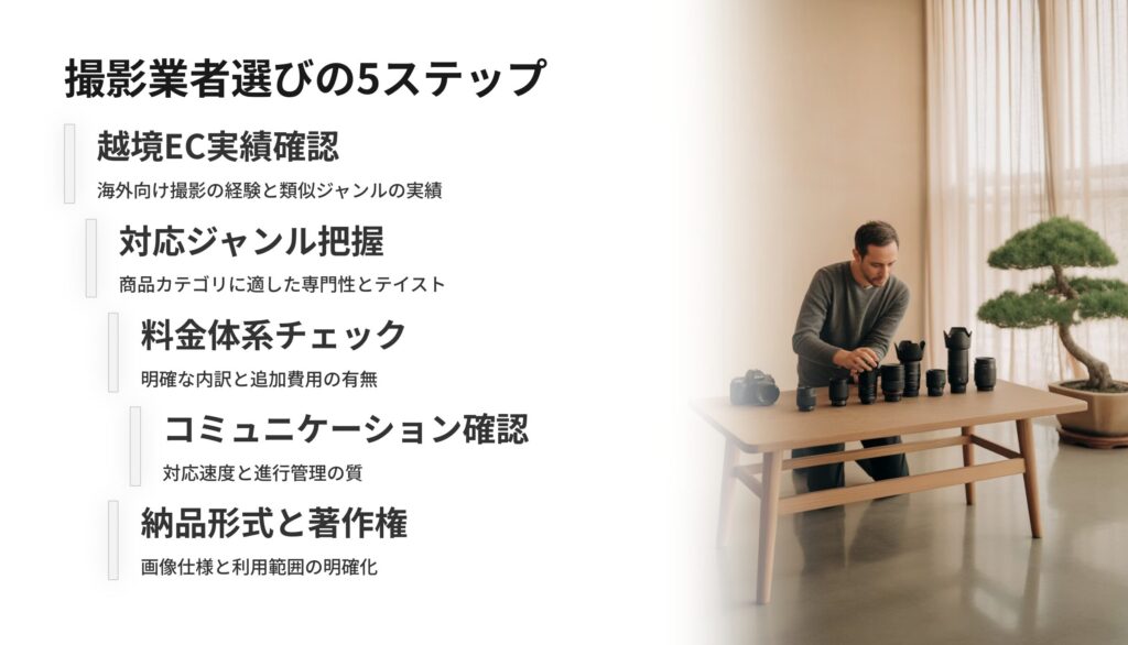 越境EC向け商品撮影業者の選び方5つのステップ
