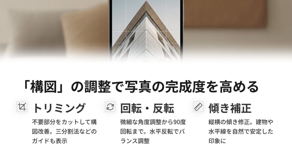 見せ方を整える「構図」の調整項目