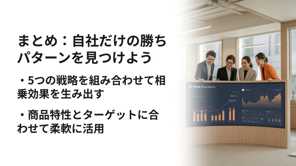 まとめ:5つの型を組み合わせて自社だけの勝ちパターンを見つけよう